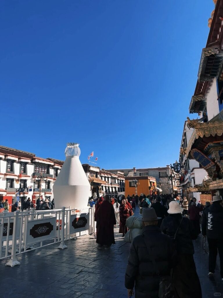 image shows Barkhor street in Lhasa