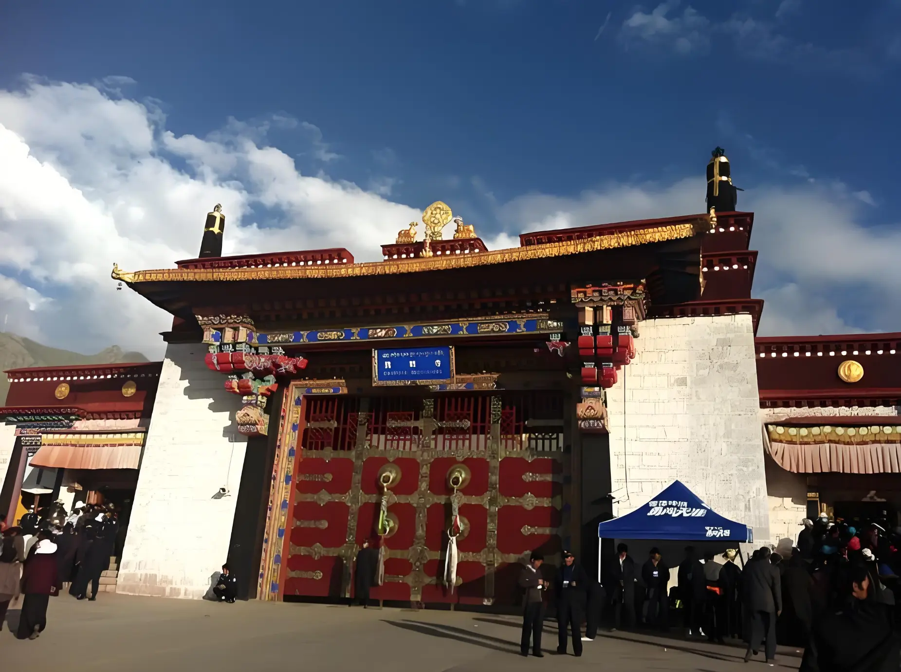 Drepung Monastery in Lhasa, Tibet is largest Buddhist temple in Tibetan architecture with historic white walls