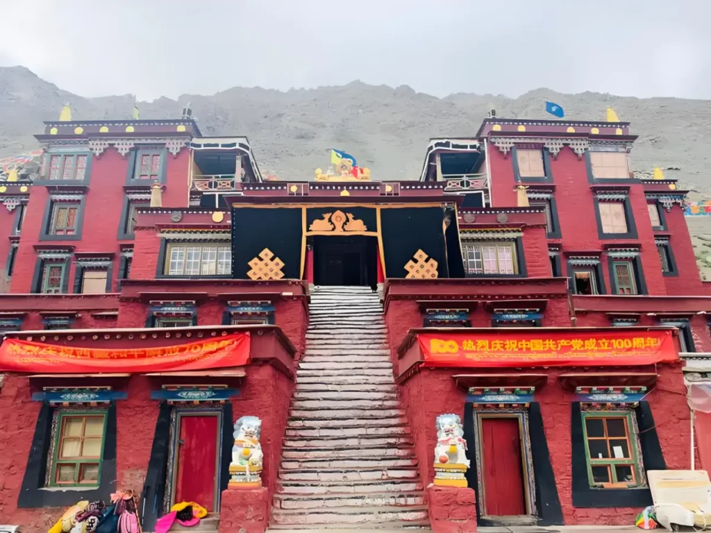 Zhire Monastery in Ngari Tibet, historic Buddhist temple on the Mount Kailash kora route, traditional stone monastery exterior, and is one of the most famous temple in Tibet