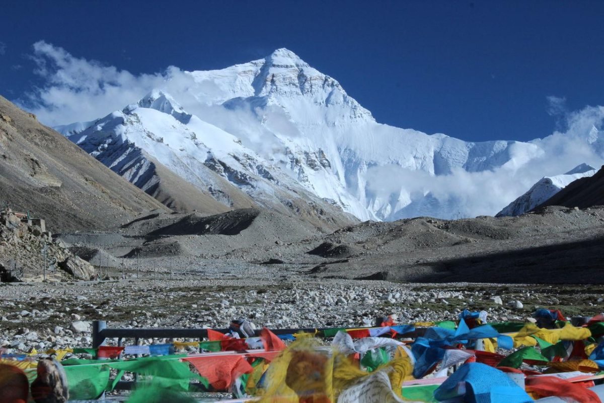 image shows mount everest base camp. a popular tourist destination in Tibet Trips and tours